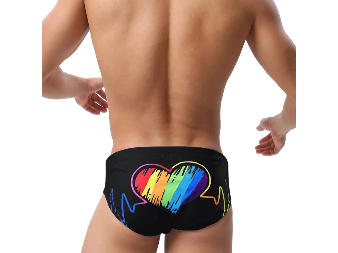Gay Swim Briefs | SEOBEAN Hot Rainbow Heart Swim Briefs