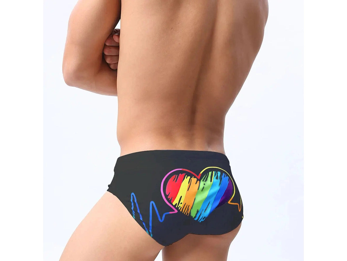 Gay Swim Briefs | SEOBEAN Hot Rainbow Heart Swim Briefs