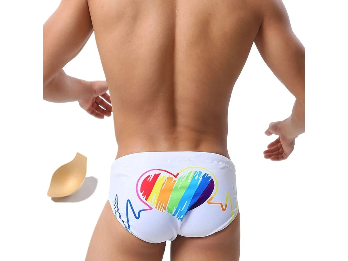 Gay Swim Briefs | SEOBEAN Hot Rainbow Heart Swim Briefs