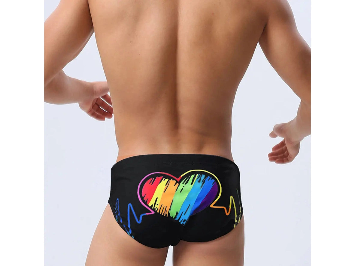 Gay Swim Briefs | SEOBEAN Hot Rainbow Heart Swim Briefs