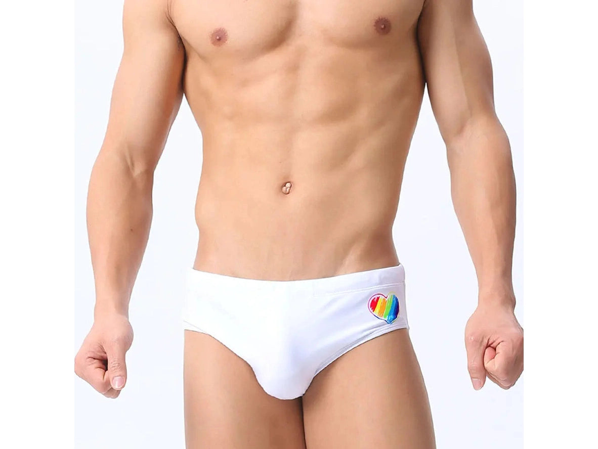 Gay Swim Briefs | SEOBEAN Hot Rainbow Heart Swim Briefs