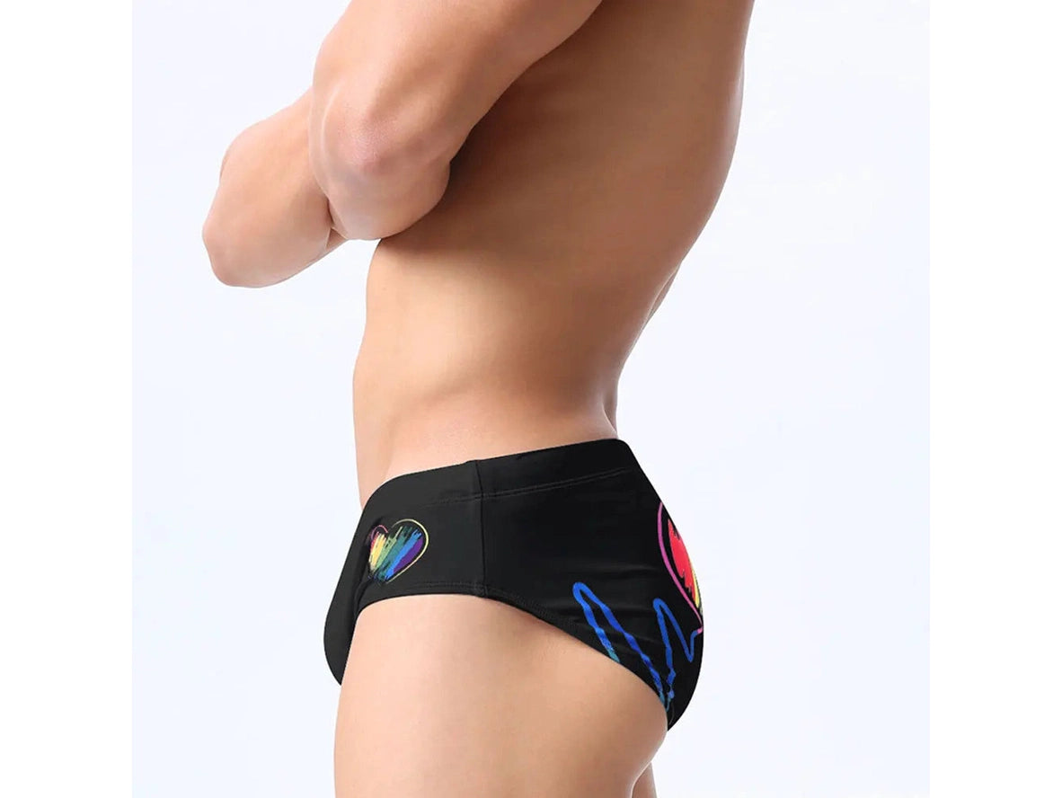 Gay Swim Briefs | SEOBEAN Hot Rainbow Heart Swim Briefs