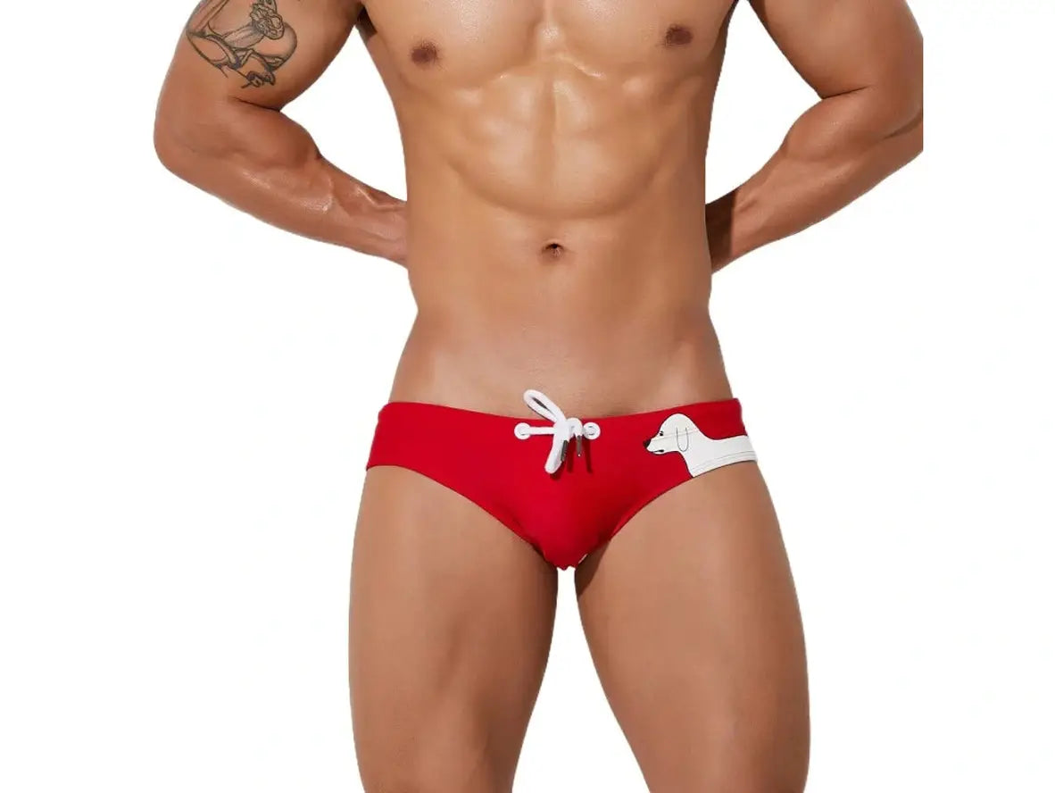 Gay Swim Briefs | SEOBEAN Puppy Print Swim Briefs