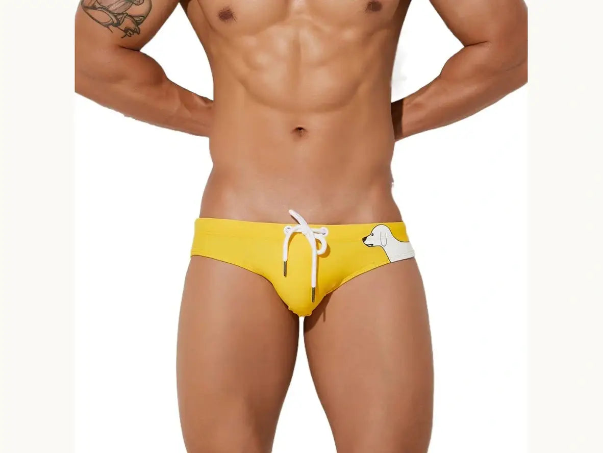 Gay Swim Briefs | SEOBEAN Puppy Print Swim Briefs