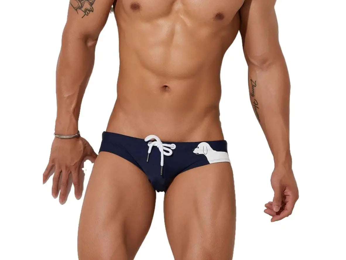 Gay Swim Briefs | SEOBEAN Swimwear Puppy Print Swim Briefs