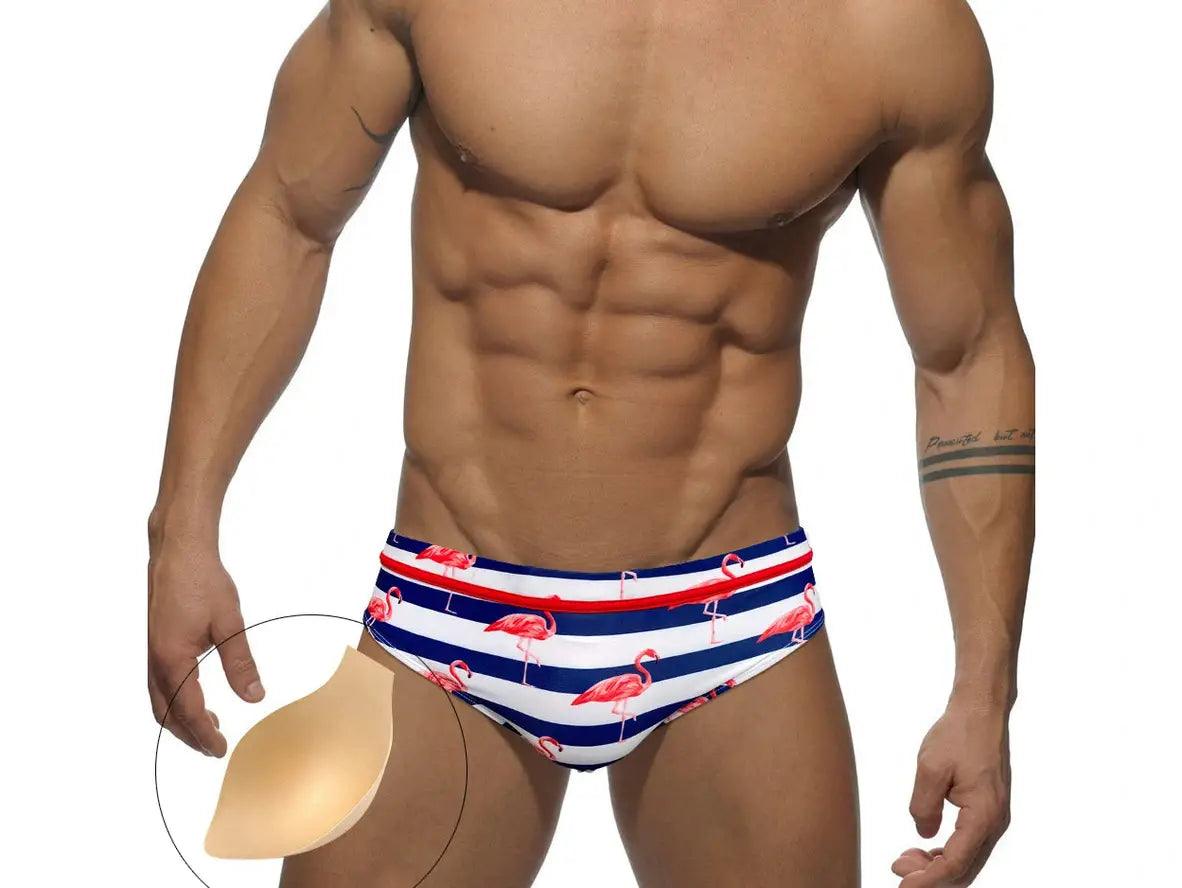 Gay Swim Briefs | Sexy Flamingo Push Up Pad Swim Briefs