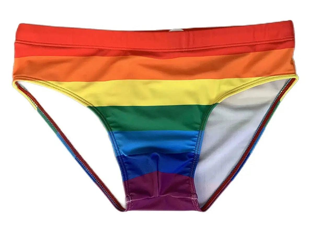 Gay Swim Briefs | Sexy Rainbow Pride Pushup Pad Swim Briefs