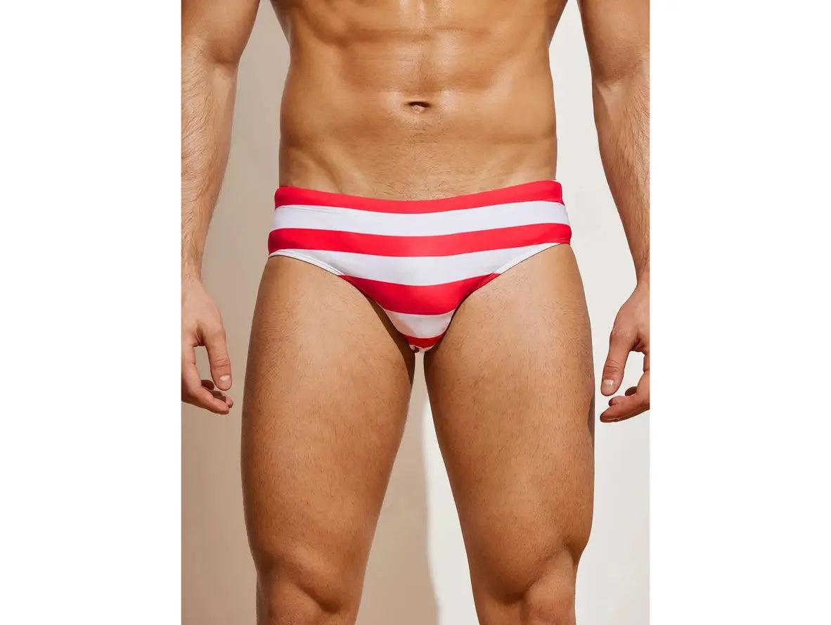 Gay Swim Briefs | Sexy Red Stripe Swim Briefs