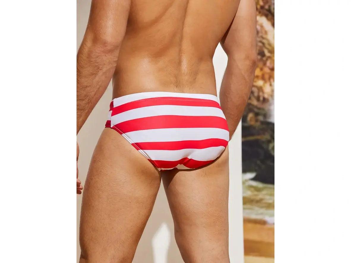 Gay Swim Briefs | Sexy Red Stripe Swim Briefs