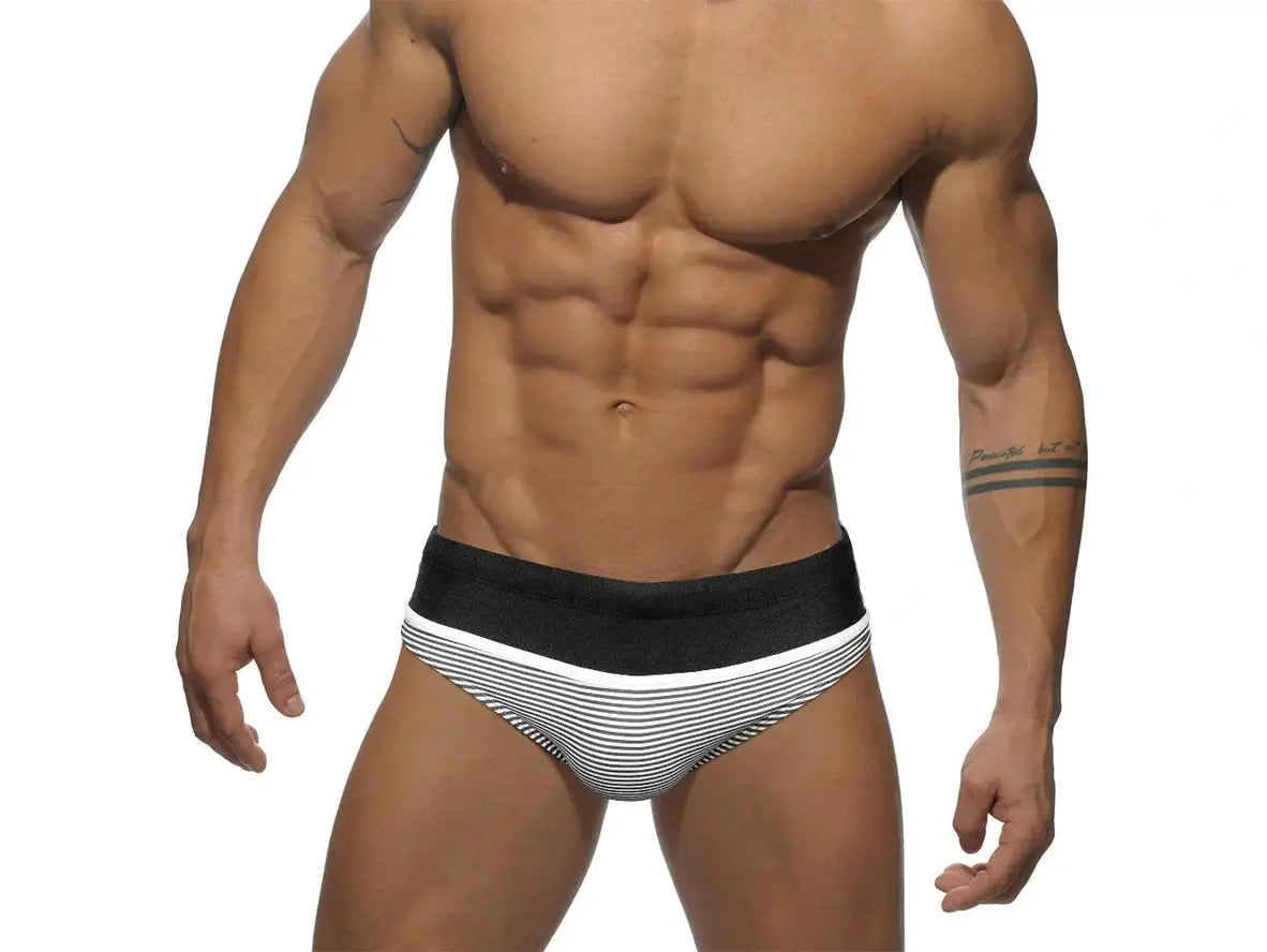 Gay Swim Briefs | Sexy Stripe Low-Rise Swim Briefs