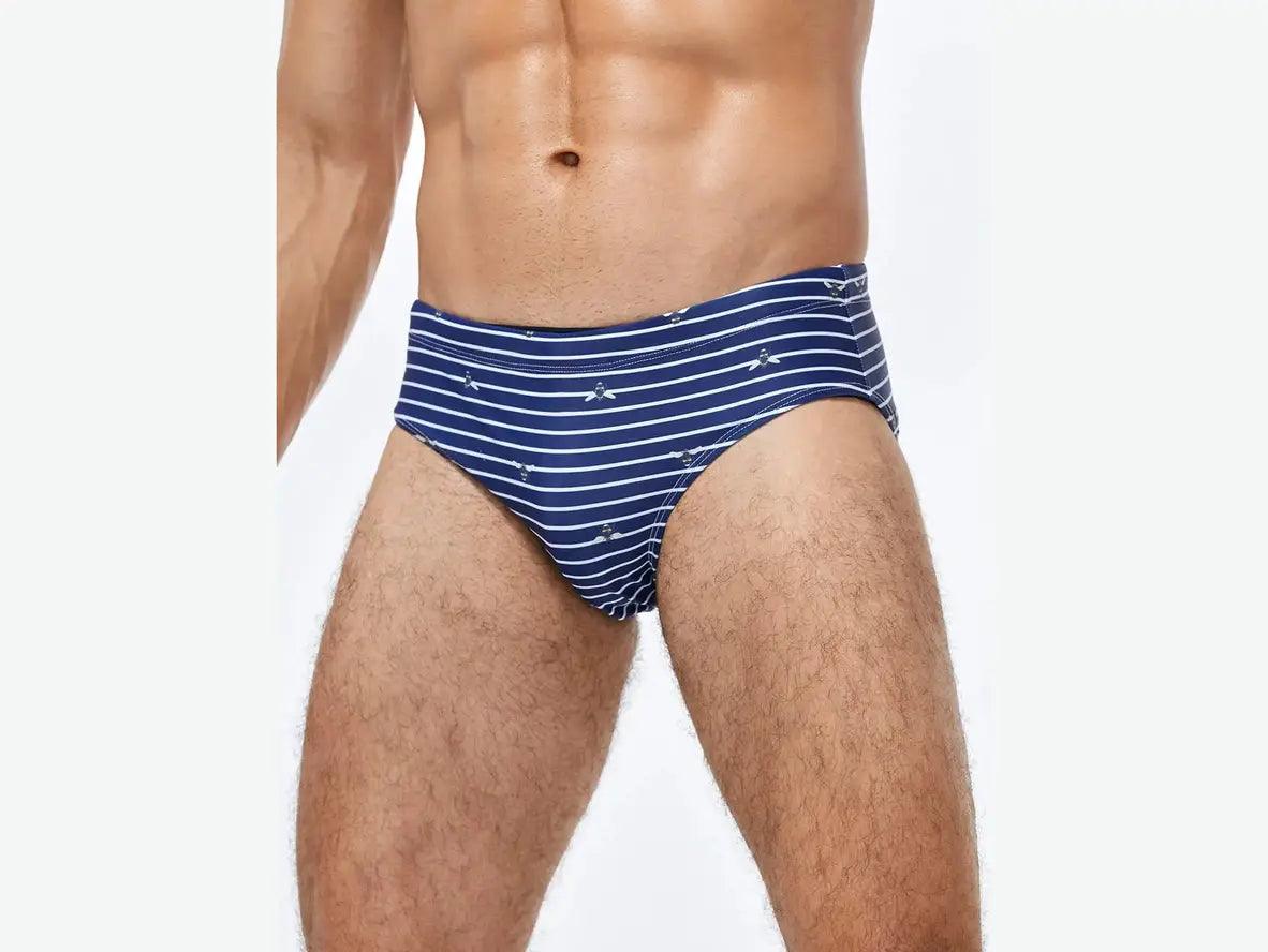 Gay Swim Briefs | Stripe Bee Print Swim Briefs