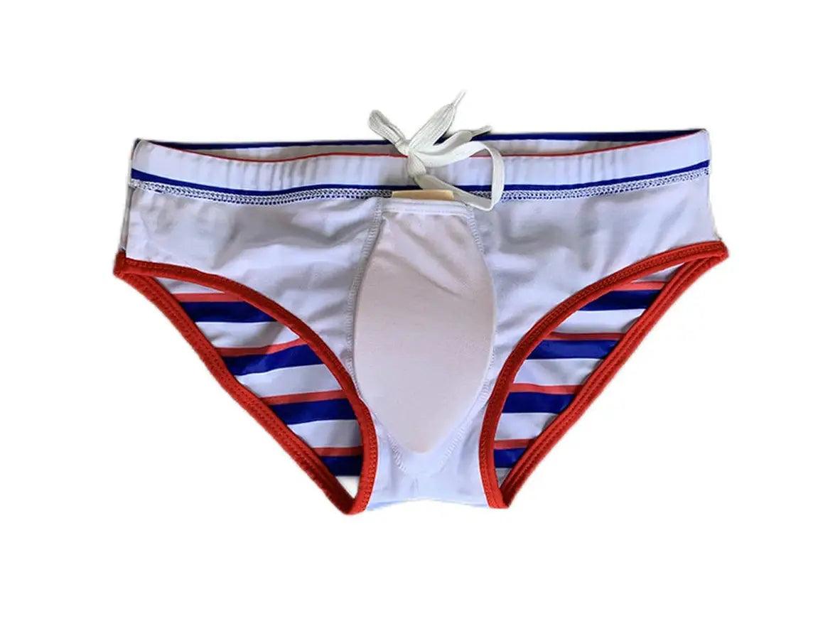 Gay Swim Briefs | Striped Pouch Pad Swim Briefs