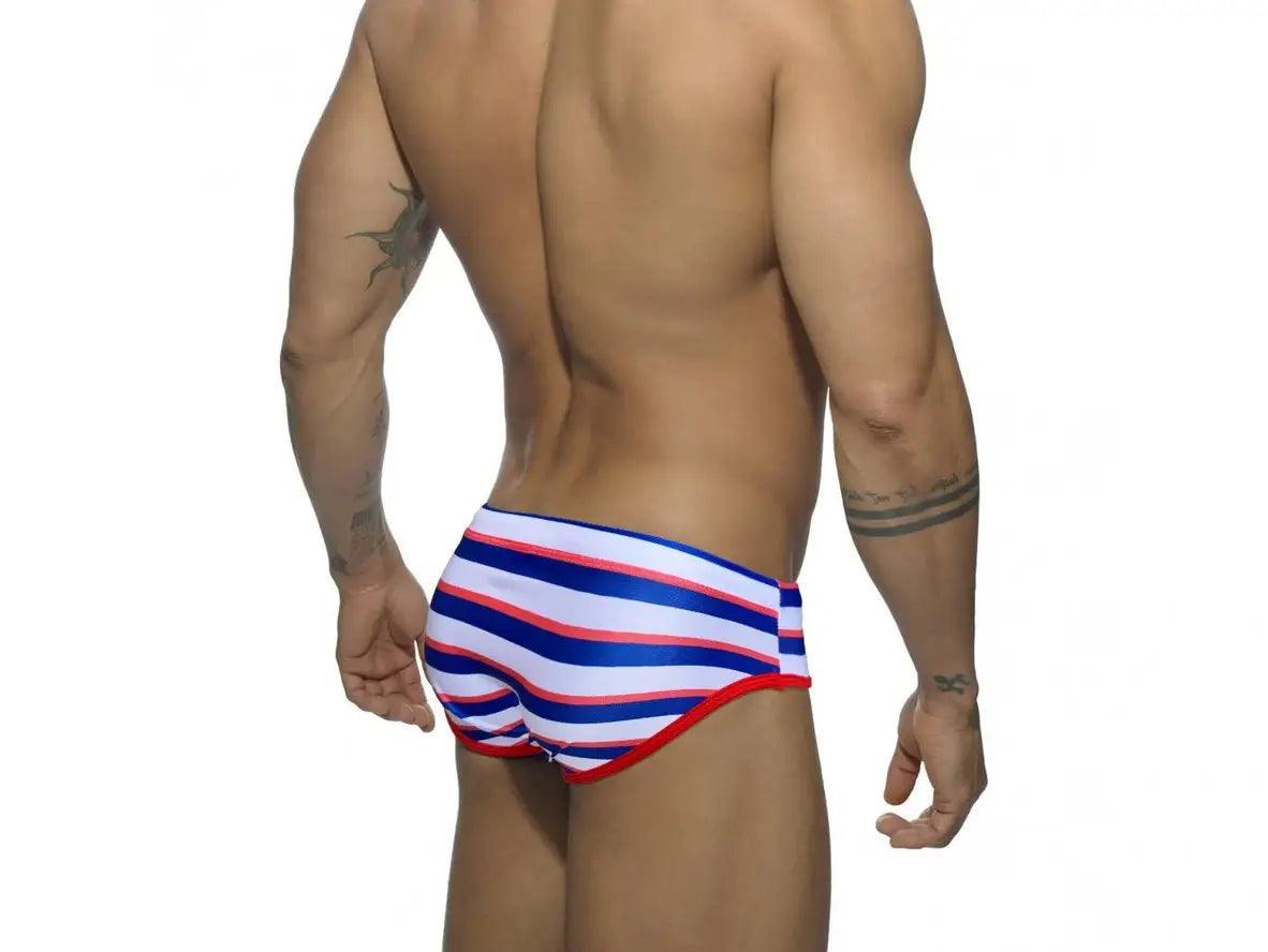 Gay Swim Briefs | Striped Pouch Pad Swim Briefs