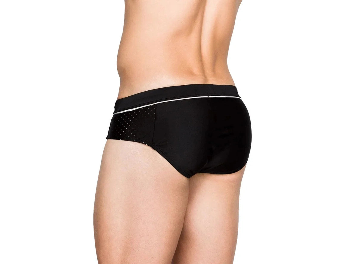 Gay Swim Briefs | UXH Black Mesh Swim Briefs