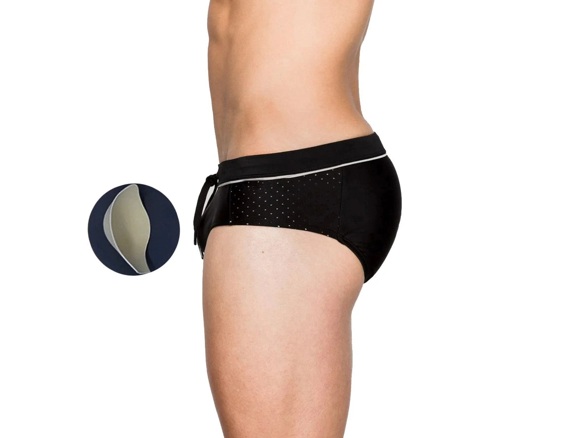 Gay Swim Briefs | UXH Black Mesh Swim Briefs
