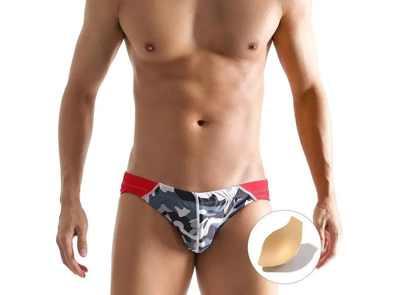Gay Swim Briefs | UXH Camo Padded Pushup Swim Briefs
