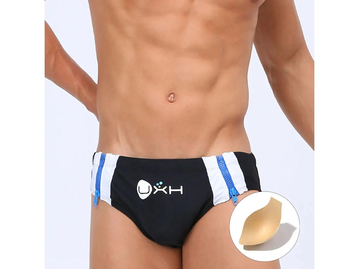 Gay Swim Briefs | UXH Easy Access Zipper Pushup Pad Swim Briefs