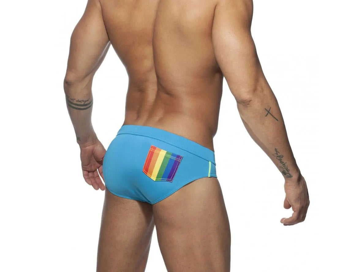 Gay Swim Briefs | UXH Pushup Pad Rainbow Pocket Swim Briefs