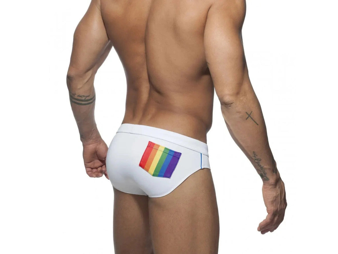 Gay Swim Briefs | UXH Pushup Pad Rainbow Pocket Swim Briefs