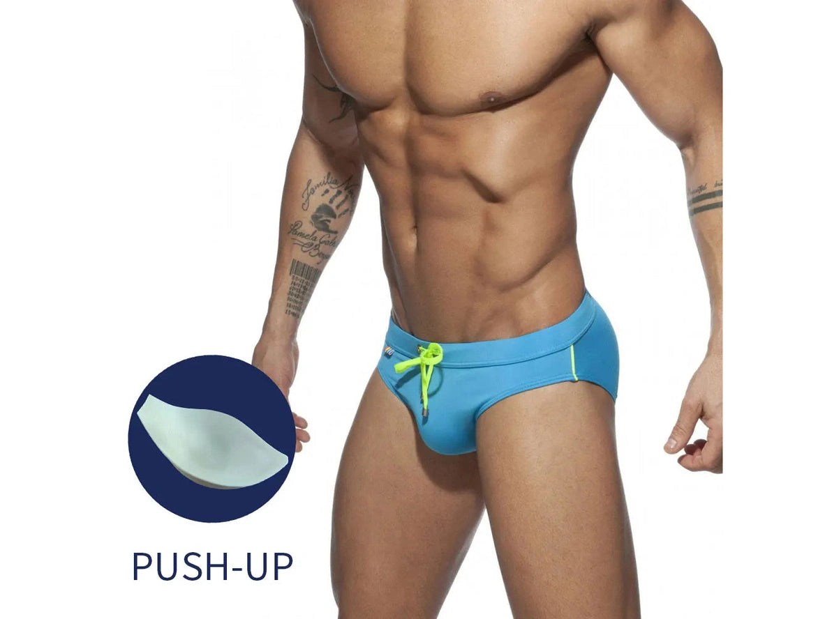Gay Swim Briefs | UXH Pushup Pad Rainbow Pocket Swim Briefs