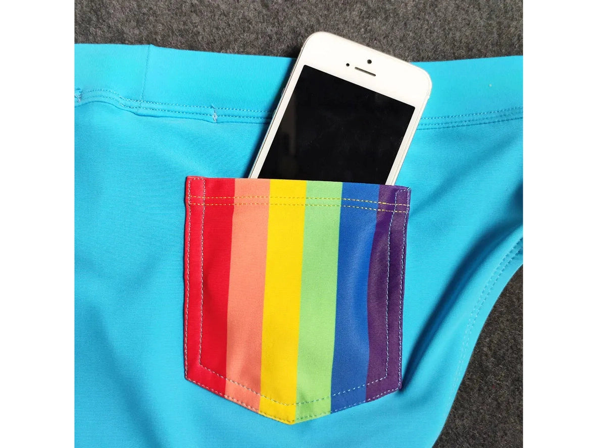 Gay Swim Briefs | UXH Pushup Pad Rainbow Pocket Swim Briefs