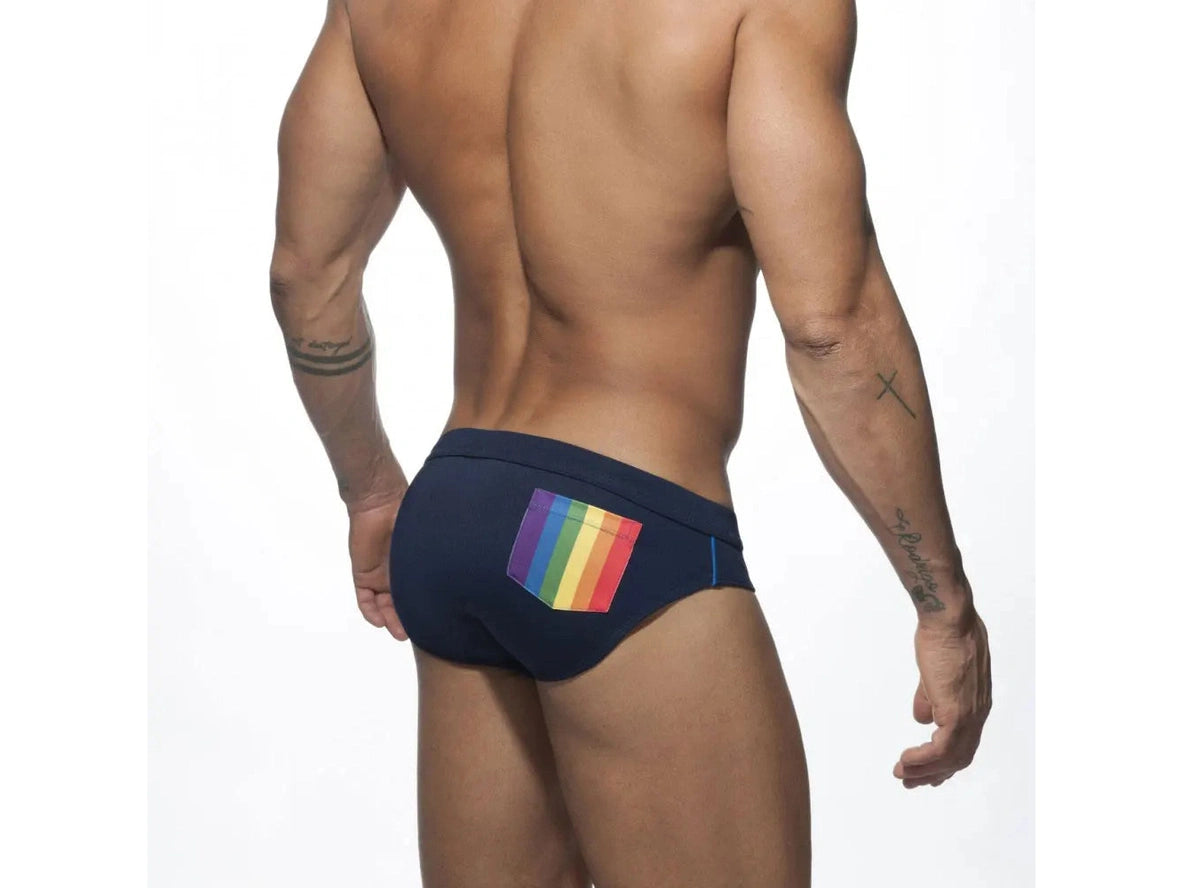 Gay Swim Briefs | UXH Pushup Pad Rainbow Pocket Swim Briefs