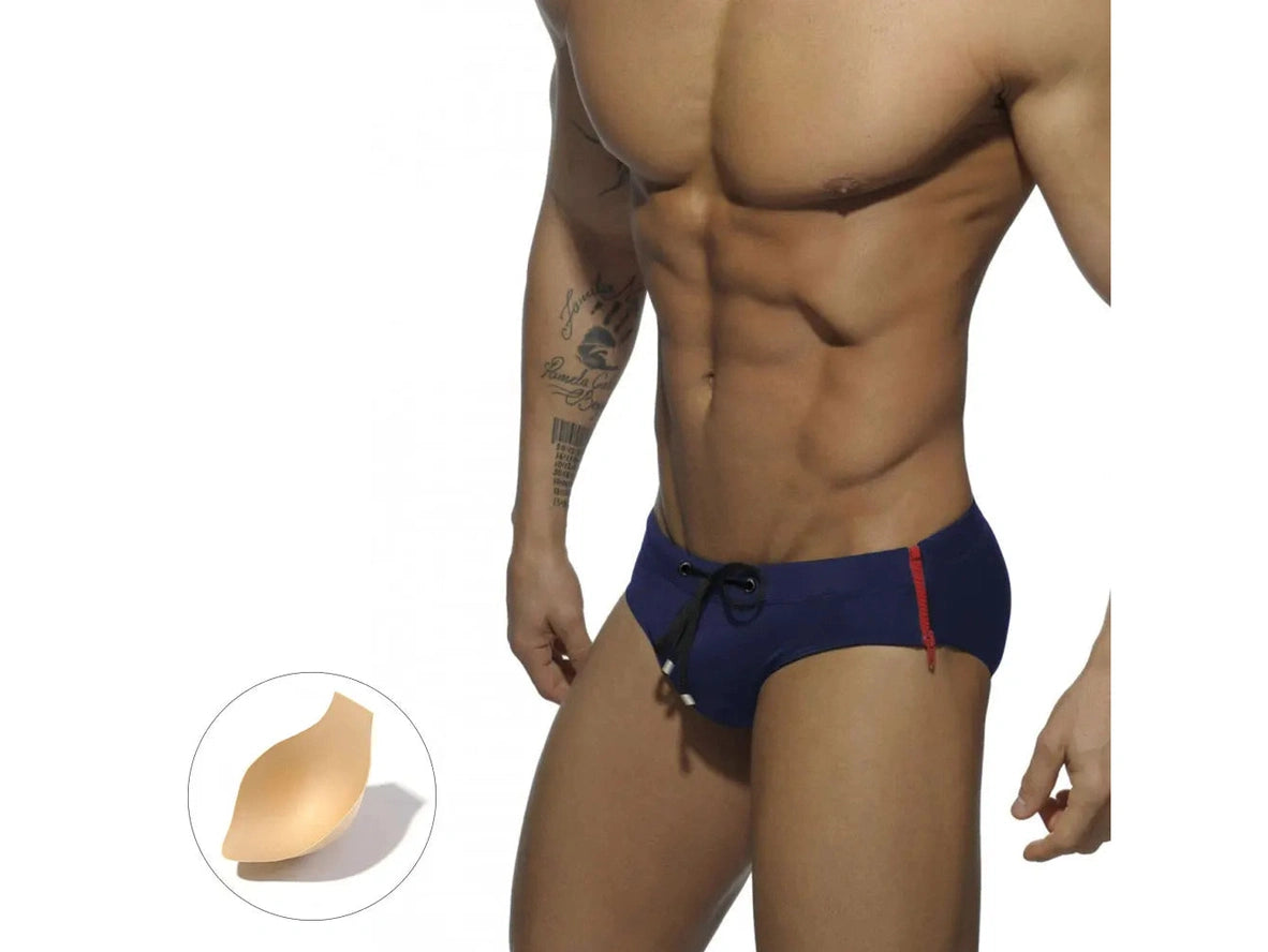 Gay Swim Briefs | UXH Side Zipper Pushup Pad Swim Briefs