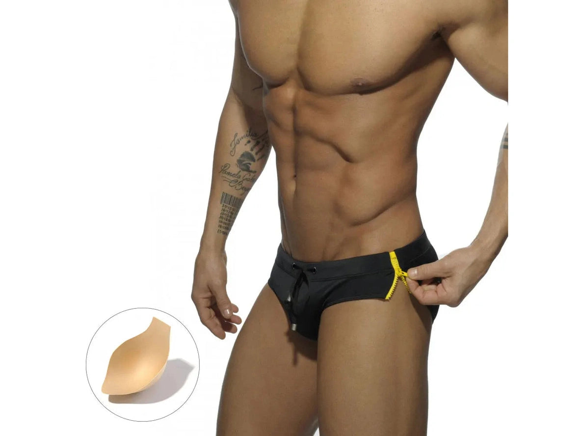 Gay Swim Briefs | UXH Side Zipper Pushup Pad Swim Briefs