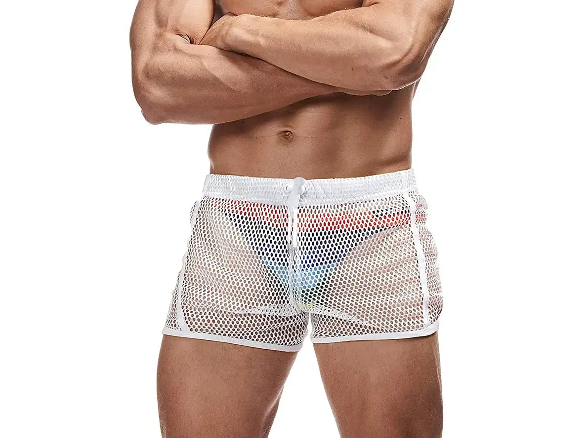 Gay Swim Shorts | AIMPACT Mesh See-Through Beach Shorts