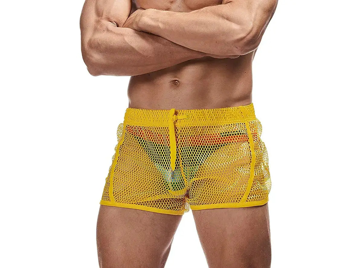Gay Swim Shorts | AIMPACT Mesh See-Through Beach Shorts