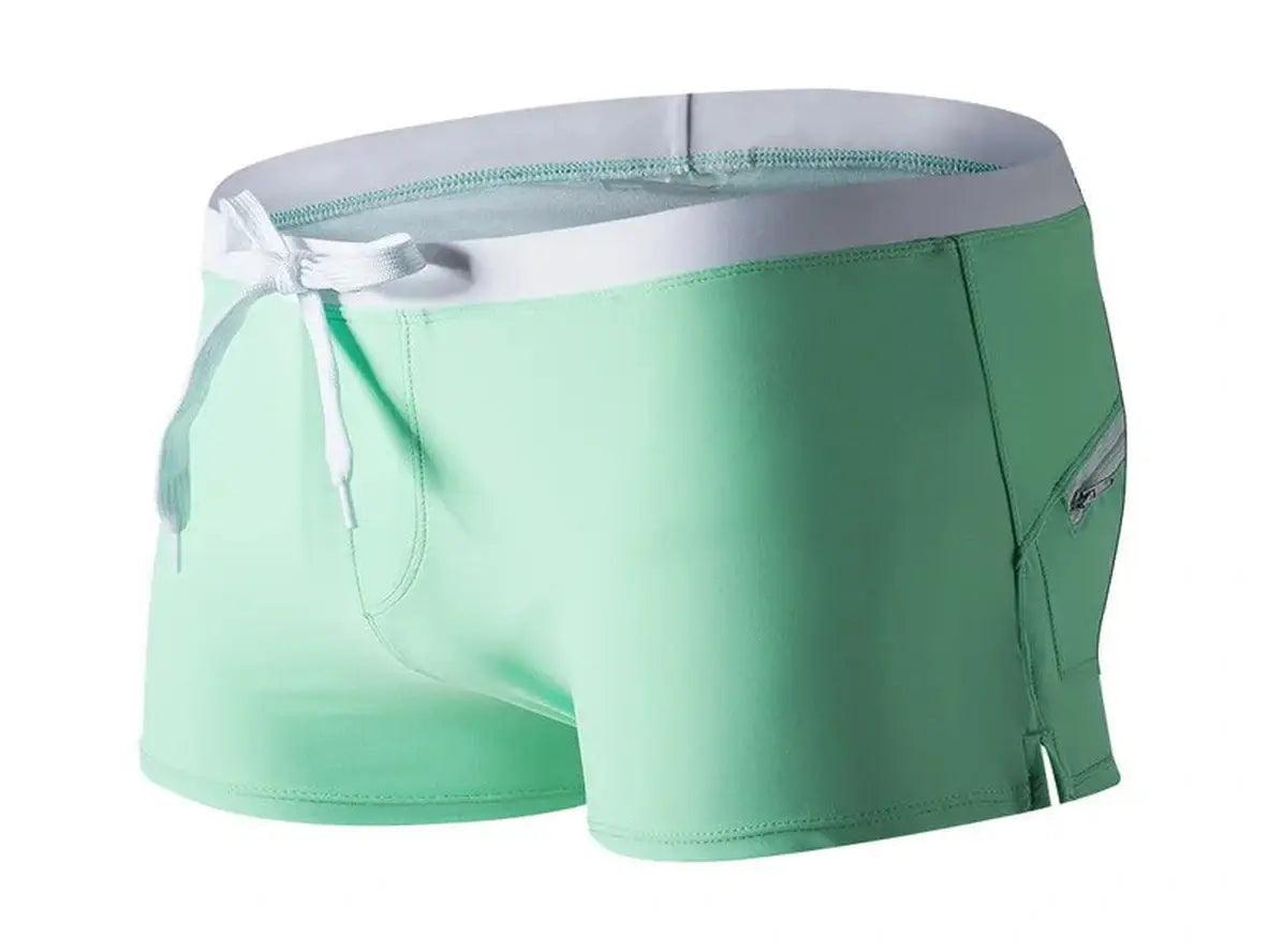 Gay Swim Shorts | Back Pocket Zipper Swim Shorts