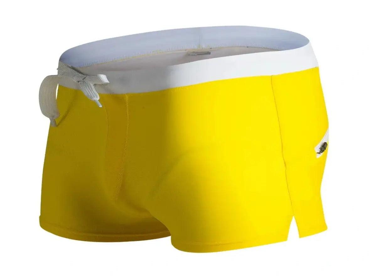 Gay Swim Shorts | Back Pocket Zipper Swim Shorts