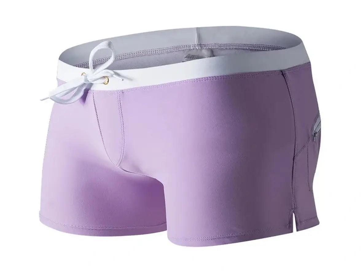 Gay Swim Shorts | Back Pocket Zipper Swim Shorts
