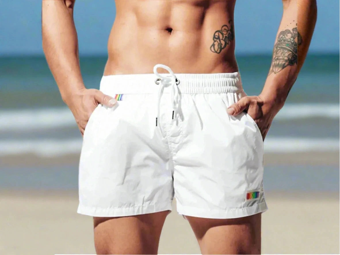 Gay Swim Shorts | DESMIIT Rainbow Beach Shorts