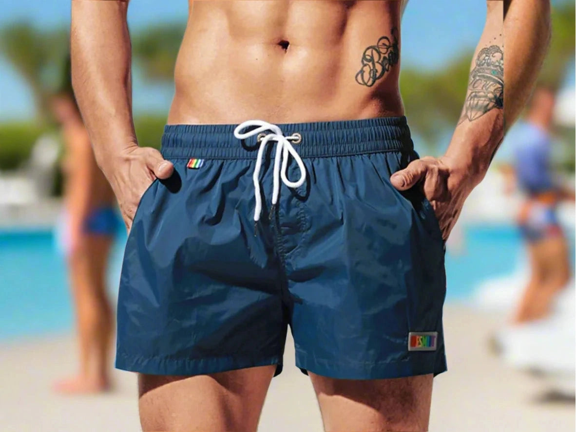 Gay Swim Shorts | DESMIIT Rainbow Beach Shorts