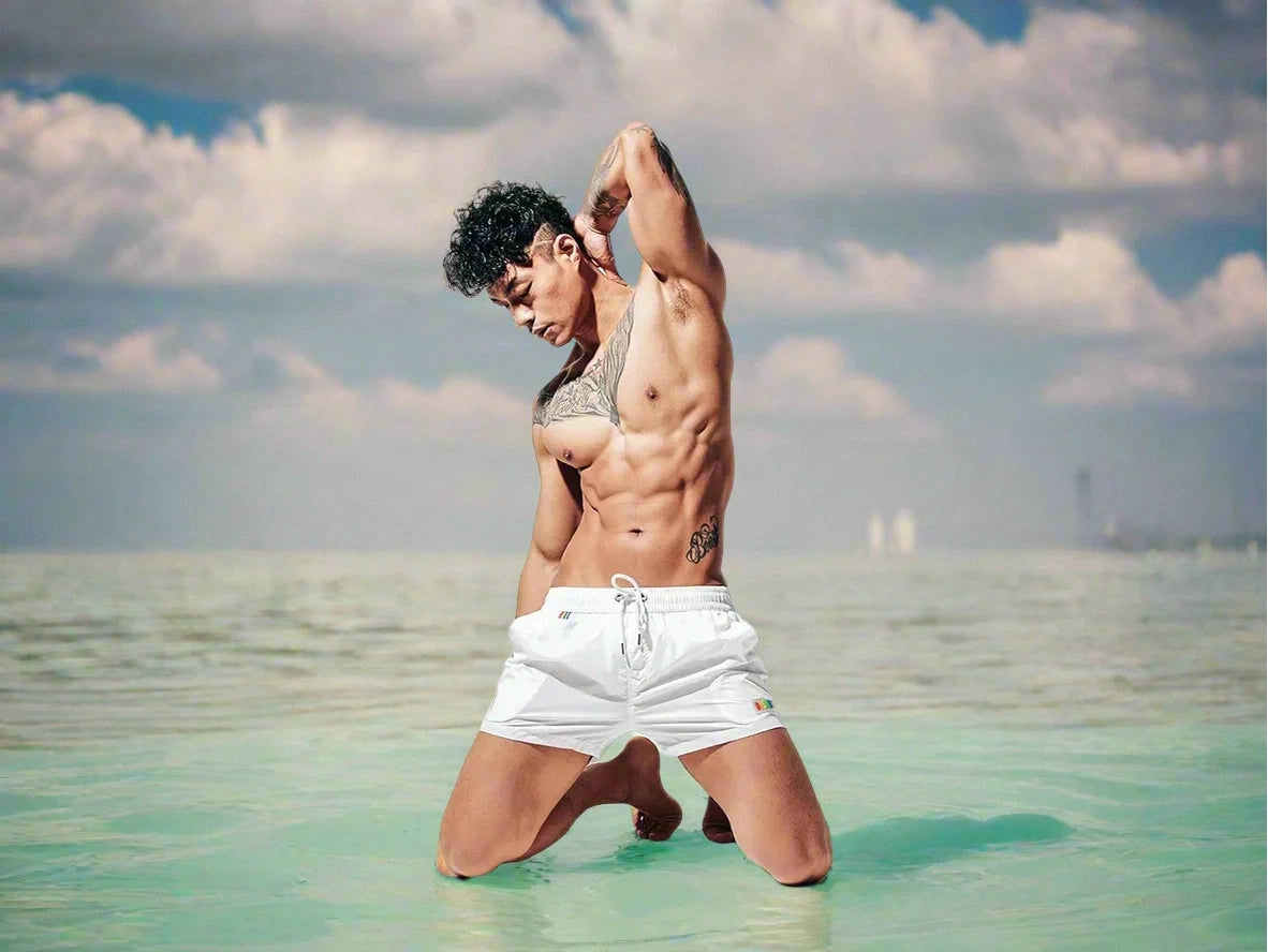 Gay Swim Shorts | DESMIIT Rainbow Beach Shorts