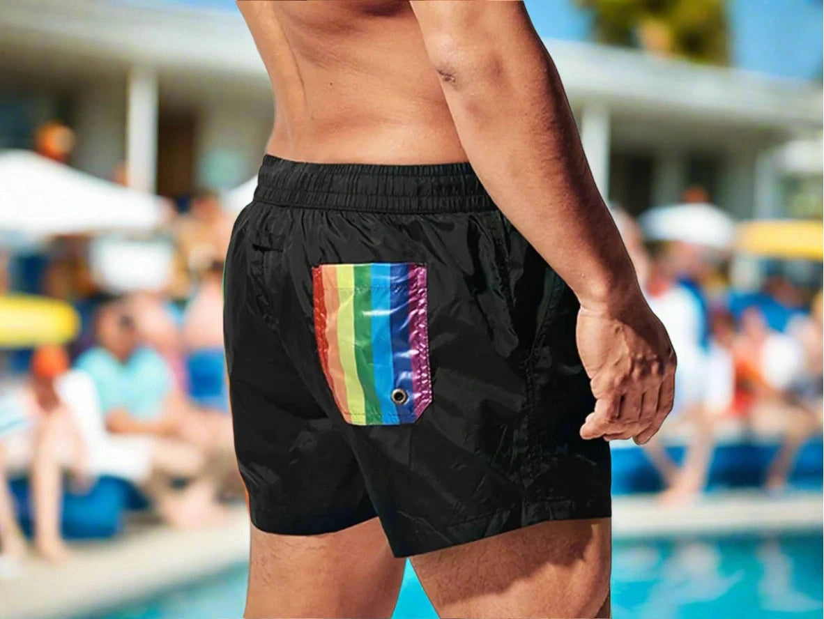 Gay Swim Shorts | DESMIIT Rainbow Beach Shorts