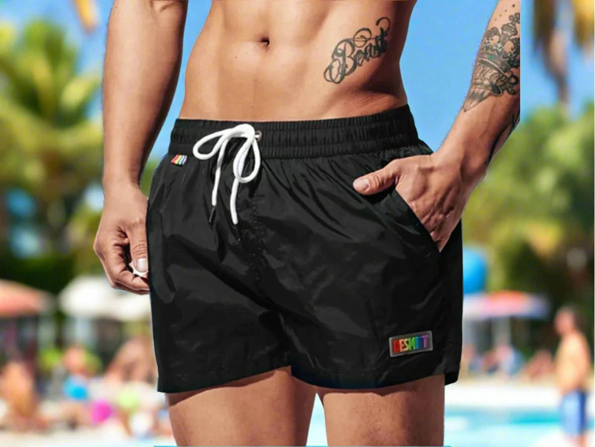 Gay Swim Shorts | DESMIIT Rainbow Beach Shorts