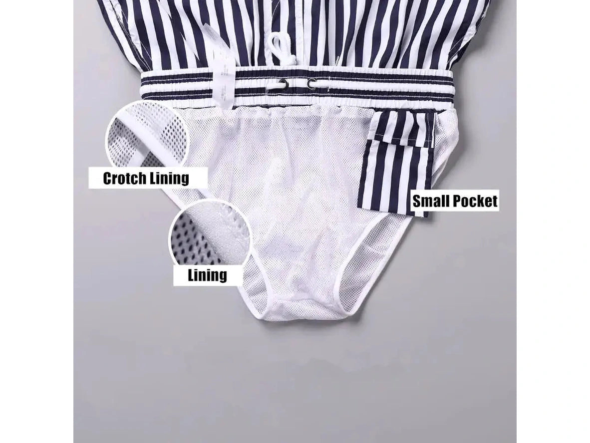 Gay Swim Shorts | DESMIIT Swimwear Lined Stripe Swim Shorts