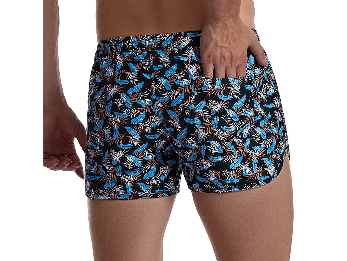 Gay Swim Shorts | JOCKMAIL Sexy Leaves Print Swim Shorts