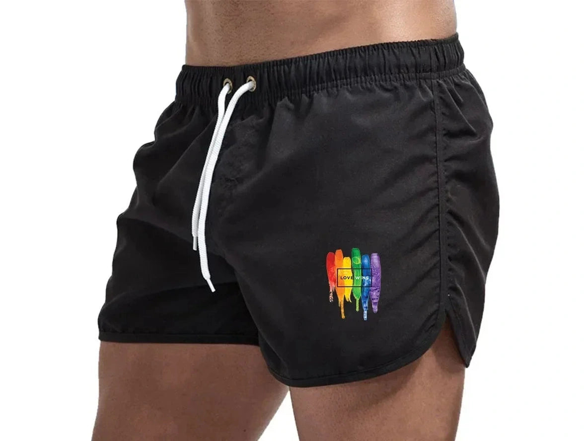 Gay Swim Shorts | Pride &quot;LOVE WINS&quot; Beach Shorts