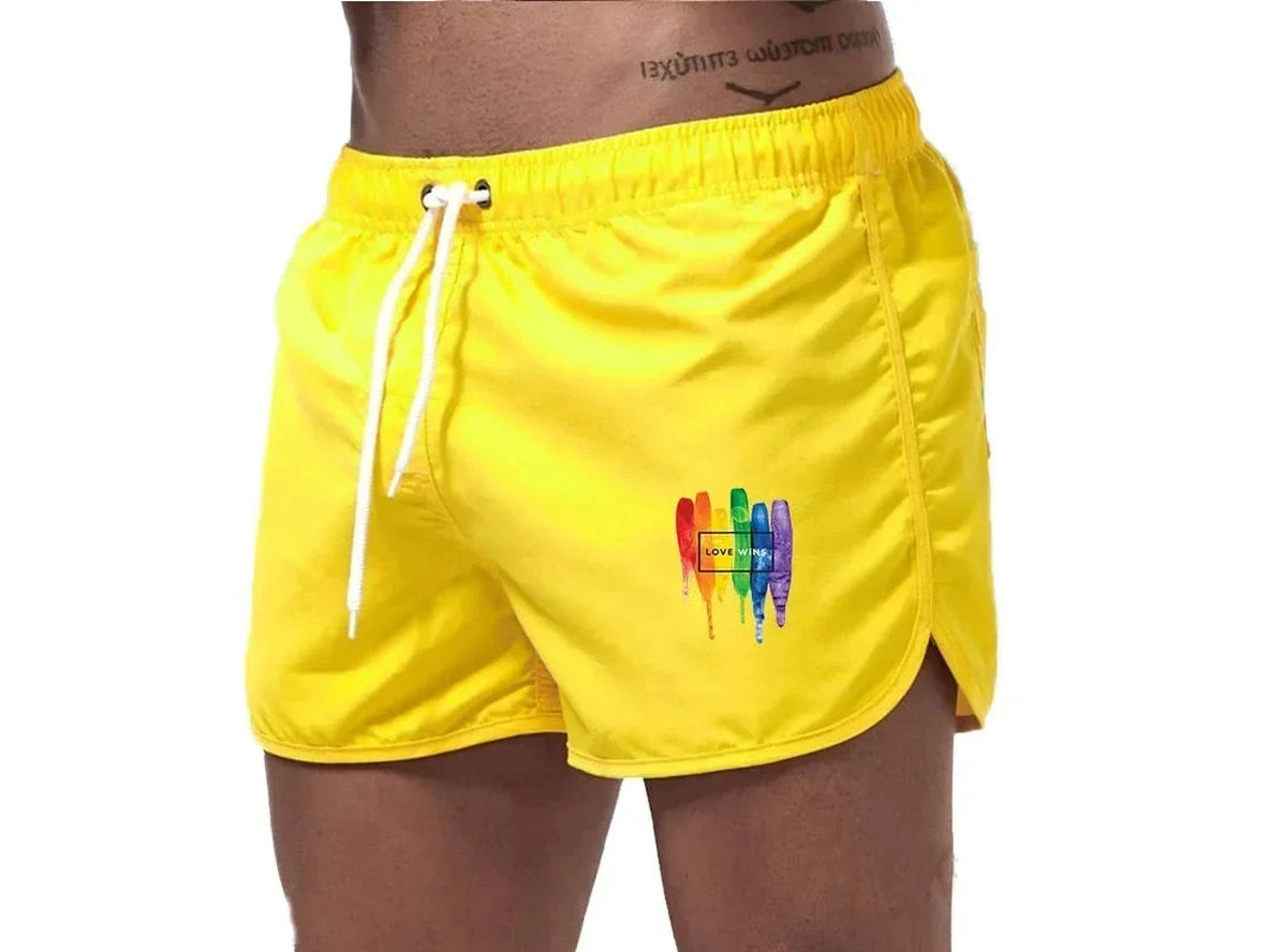Gay Swim Shorts | Pride &quot;LOVE WINS&quot; Beach Shorts