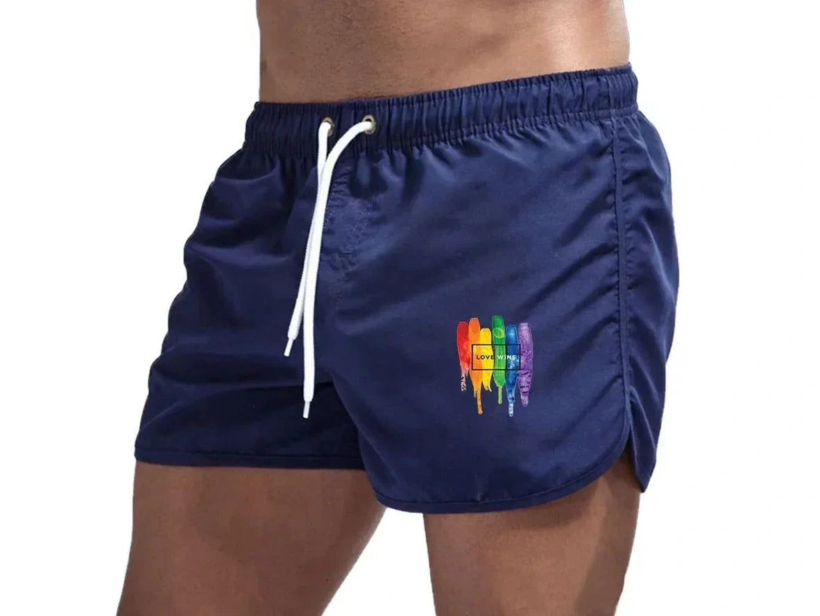 Gay Swim Shorts | Pride &quot;LOVE WINS&quot; Beach Shorts