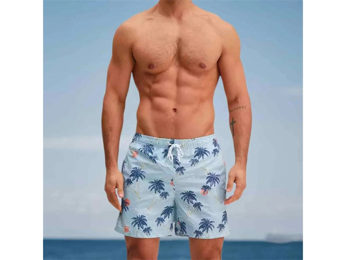Gay Swim Shorts | Quick Dry Tropical Print Beach Shorts