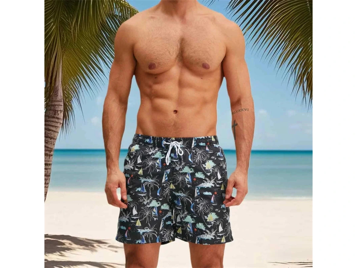 Gay Swim Shorts | Quick Dry Tropical Print Beach Shorts