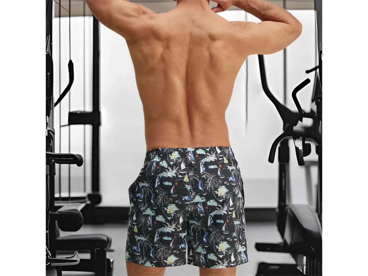Gay Swim Shorts | Quick Dry Tropical Print Beach Shorts