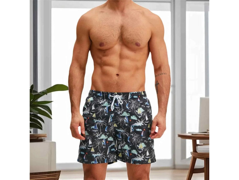 Gay Swim Shorts | Quick Dry Tropical Print Beach Shorts