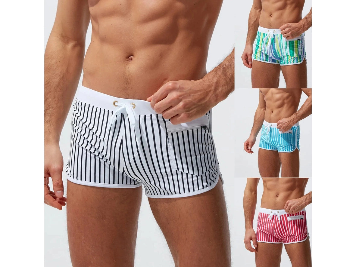 Gay Swim Shorts | Sexy Short Stripe Beach Shorts