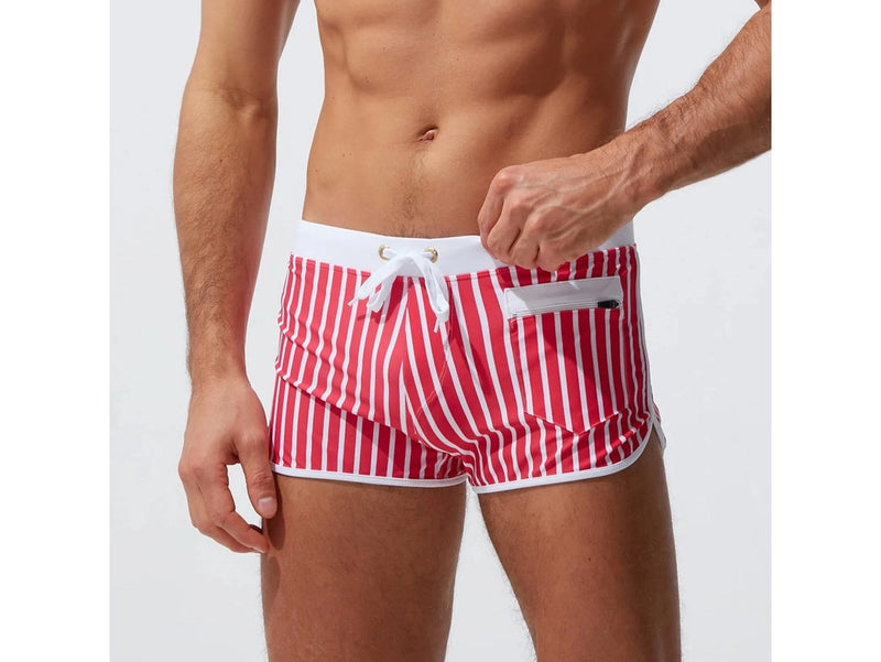 Gay Swim Shorts | Sexy Short Stripe Beach Shorts