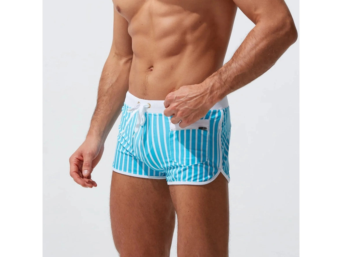 Gay Swim Shorts | Sexy Short Stripe Beach Shorts